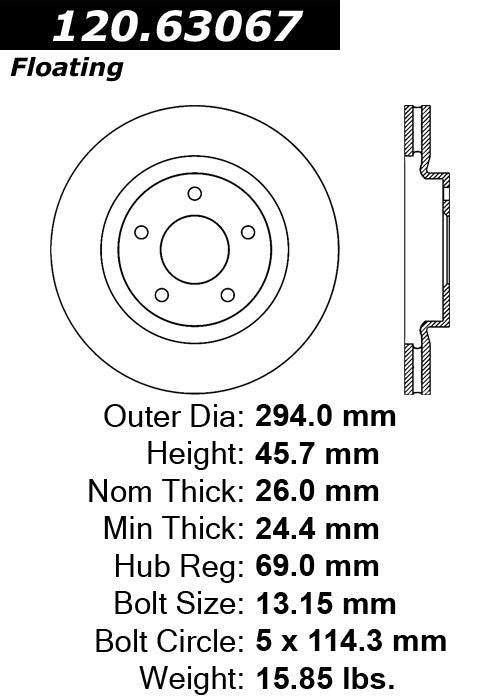 Front Disc Brake Rotor for Jeep Compass 2017 2016 2015 2014 2013 2012 2011 2010 2009 2008 2007 P-2411431