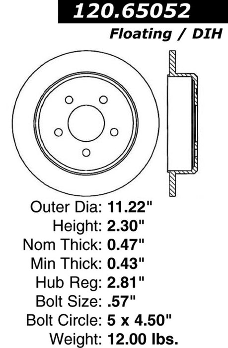 Rear Disc Brake Rotor for Mercury Mountaineer 2001 2000 1999 1998 1997 P-2411523