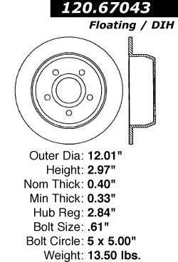 Rear Disc Brake Rotor for Jeep Grand Cherokee 2004 2003 2002 2001 2000 1999 P-2412139