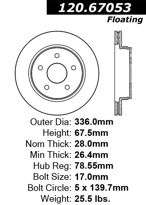 Front Disc Brake Rotor for Dodge Ram 1500 2010 2009 2008 2007 2006 2005 2004 2003 2002 P-2412159