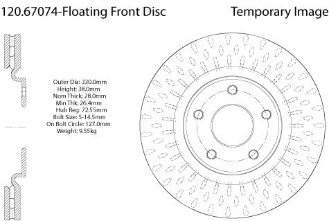 Front Disc Brake Rotor for Ram C/V 2015 2014 2013 2012 P-2412210