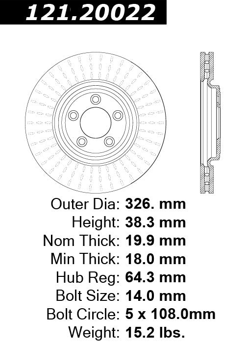 Rear Disc Brake Rotor for Jaguar XK 2015 2014 2013 2012 2011 2010 2009 2008 2007 P-2412351