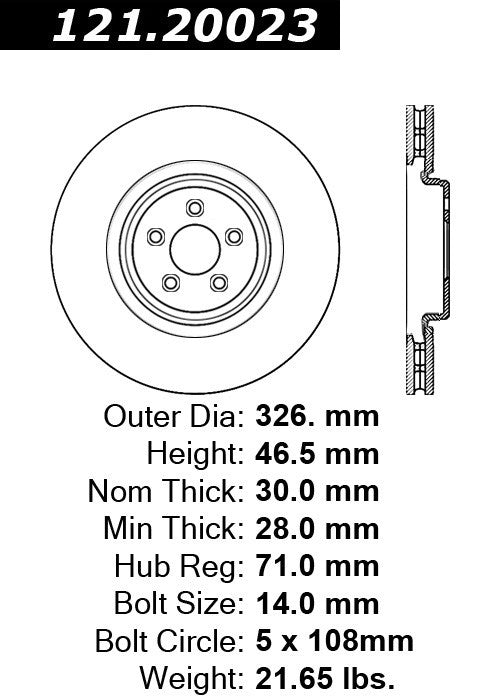 Front Disc Brake Rotor for Jaguar XF 2015 2014 2013 2010 2009 P-2412355