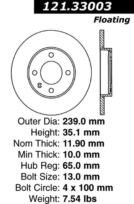 Front Disc Brake Rotor for Audi Coupe 1982 1981 P-2412428