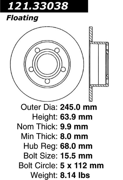 Rear Disc Brake Rotor for Audi A6 2004 2003 2002 2001 2000 1999 1998 1997 1996 1995 P-2412507