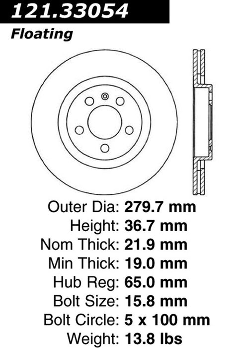 Front Disc Brake Rotor for Volkswagen Golf 2006 2005 2004 2003 2002 2001 2000 1999 P-2412537