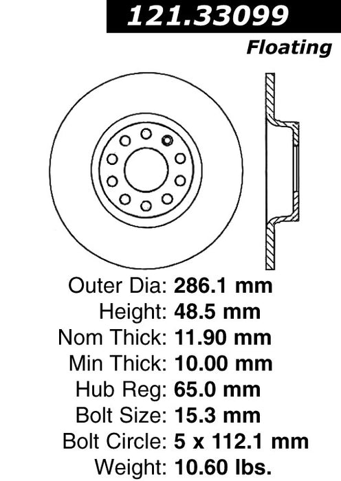 Rear Disc Brake Rotor for Volkswagen Tiguan 2010 2009 P-2412675