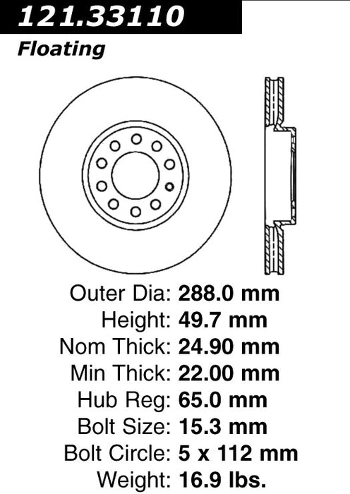 Front Disc Brake Rotor for Audi A6 2006 2005 P-2412710