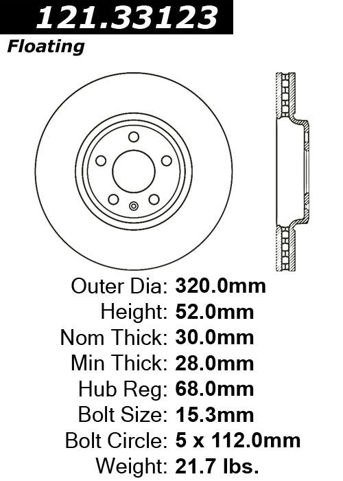 Front Disc Brake Rotor for Audi A5 Quattro 2011 2010 2009 2008 P-2412744