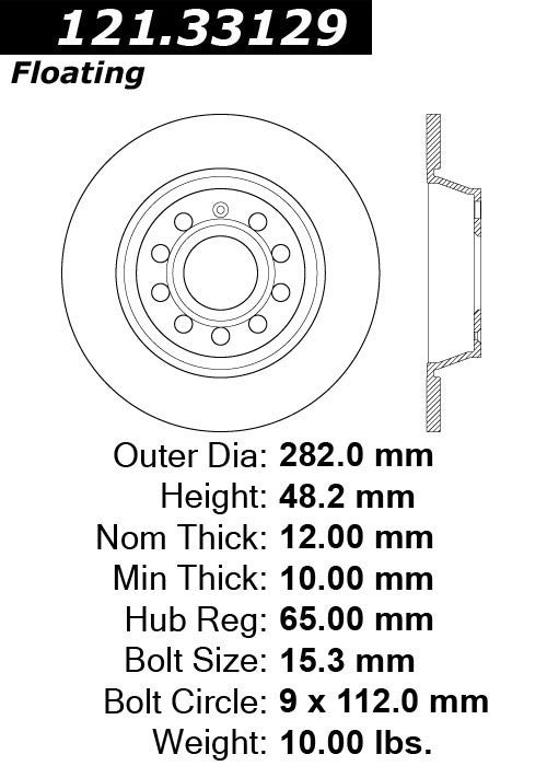 Rear Disc Brake Rotor for Audi Q3 Quattro 2015 P-2412764