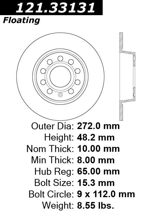 Rear Disc Brake Rotor for Volkswagen e-Golf 2020 2019 2018 2017 2016 2015 P-2412786