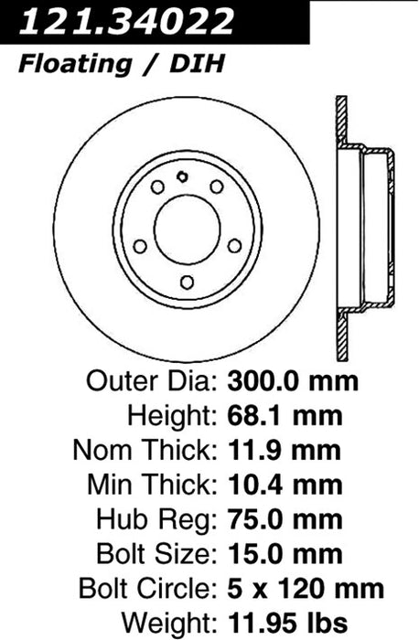 Rear Disc Brake Rotor for BMW 735iL 1992 1991 1990 1989 1988 P-2412918