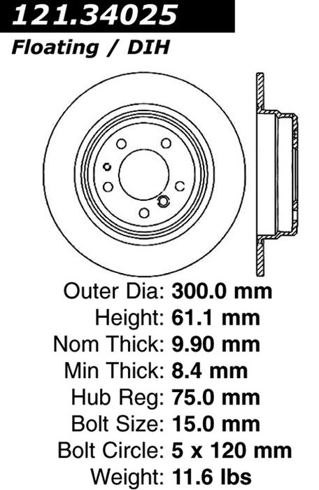 Rear Disc Brake Rotor for BMW 535i 1993 1992 1991 1990 1989 P-2412927