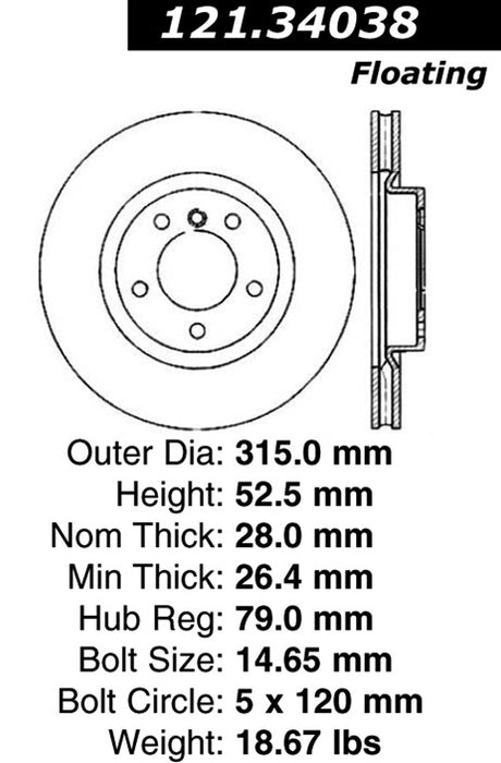 Front Left/Driver Side Disc Brake Rotor for BMW Z3 3.2L L6 2002 2001 2000 1999 1998 P-2412968