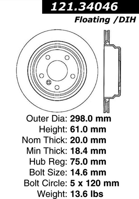 Rear Disc Brake Rotor for BMW 525i 2003 2002 2001 P-2412981