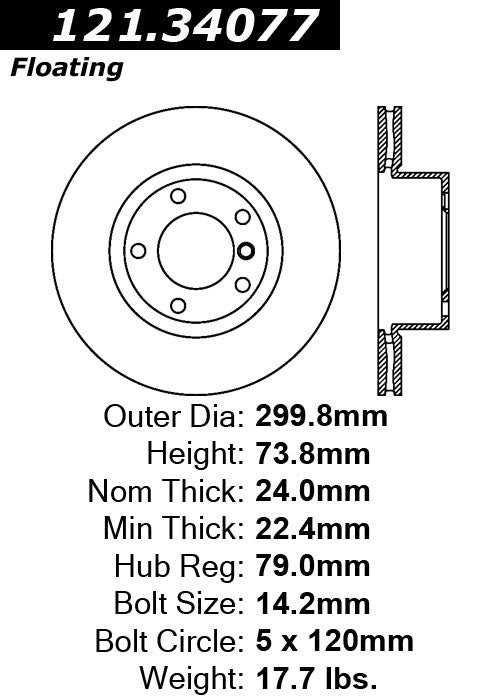 Front Disc Brake Rotor for BMW 120i 3-Door 2011 P-2413057