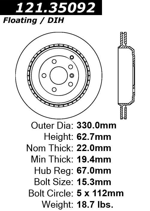 Rear Disc Brake Rotor for Mercedes-Benz R320 2009 2008 2007 P-2413654