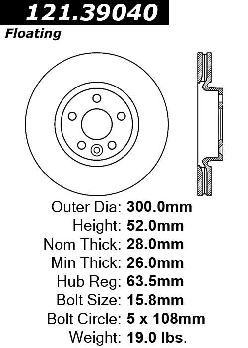 Front Disc Brake Rotor for Volvo S60 2018 2017 2016 2015 2014 2013 2012 2011 P-2414003