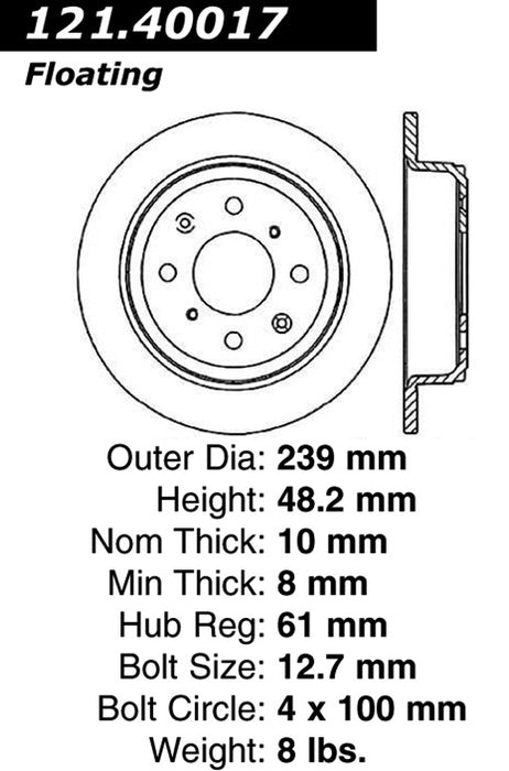 Rear Disc Brake Rotor for Honda Accord 1989 P-2414071