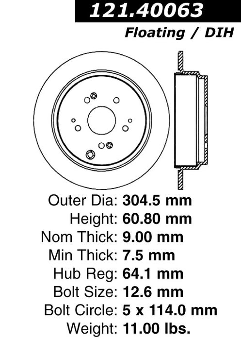 Rear Disc Brake Rotor for Honda CR-V 2016 2015 2014 2013 2012 2011 2010 2009 2008 2007 2006 2005 P-2414170