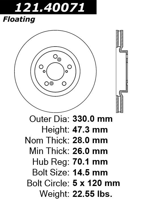 Front Disc Brake Rotor for Acura MDX 2013 2012 2011 2010 2009 2008 2007 P-2414181