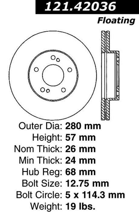 Front Disc Brake Rotor for Nissan 300ZX Turbo 1989 1988 1987 P-2414274