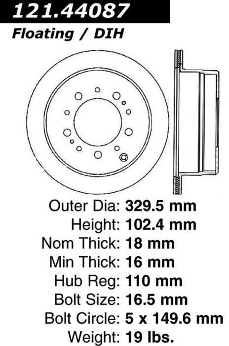 Rear Disc Brake Rotor for Toyota Land Cruiser 2007 2006 2005 2004 2003 2002 2001 2000 1999 1998 P-2414677