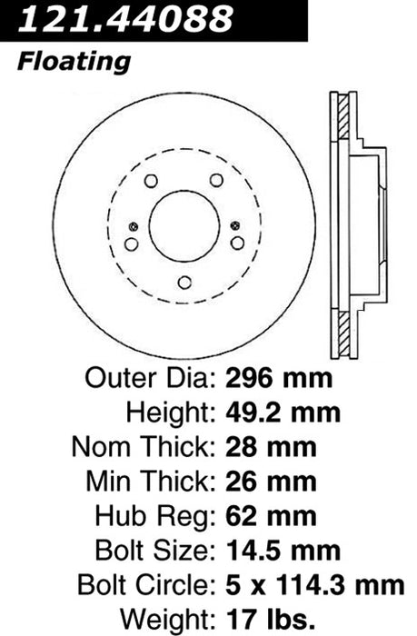 Front Disc Brake Rotor for Toyota Highlander 2007 2006 2005 2004 2003 2002 2001 P-2414682