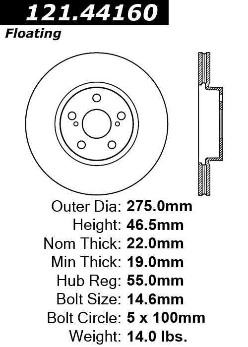 Front Disc Brake Rotor for Scion xD 2014 2013 2012 2011 2010 2009 2008 P-2414855