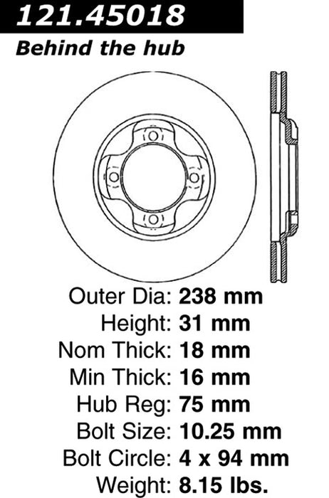 Front Disc Brake Rotor for Mercury Capri 1994 1993 1992 1991 P-2414968