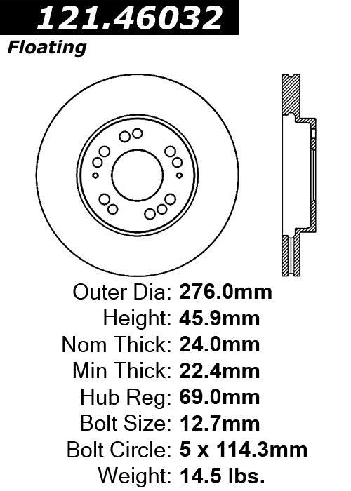 Front Disc Brake Rotor for Mitsubishi Diamante 2004 2003 2002 2001 2000 1999 1998 1997 1996 1995 1994 1993 1992 P-2415112