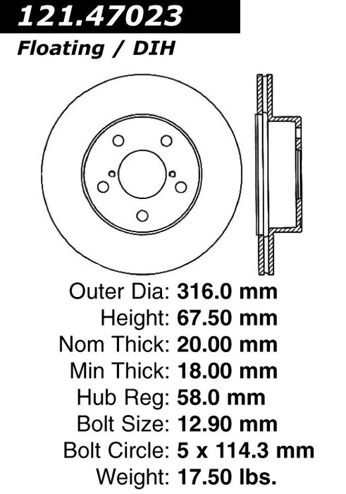 Rear Disc Brake Rotor for Subaru Impreza 2007 2006 2005 P-2415271