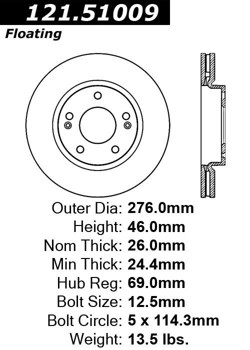 Front Disc Brake Rotor for Hyundai Santa Fe FWD 2005 2004 2003 2002 2001 P-2415452