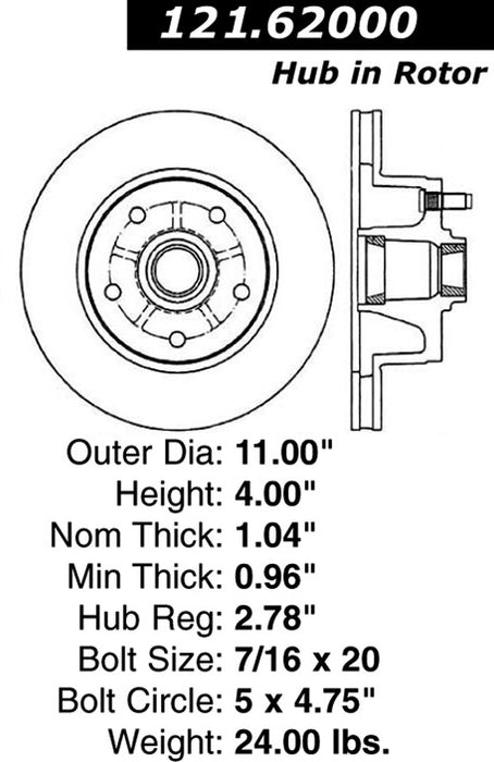 Front Disc Brake Rotor for Buick Special 1969 1968 1967 - Centric 121.62000