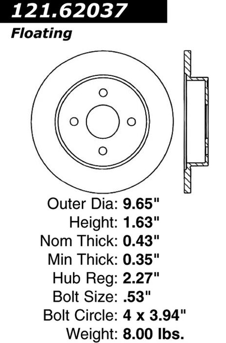 Rear Disc Brake Rotor for Saturn SC1 1998 1997 1996 1995 1994 1993 P-2416193