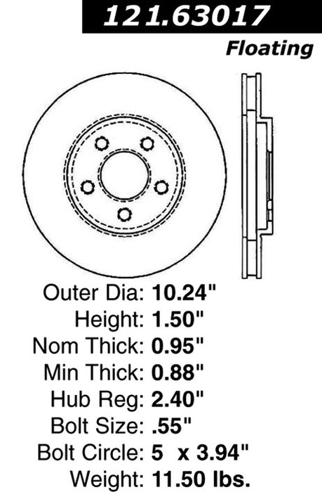 Front Disc Brake Rotor for Chrysler Executive Limousine 1986 1985 P-2416606