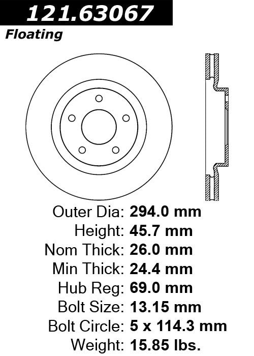 Front Disc Brake Rotor for Dodge Caliber 2.4L L4 2011 2010 2009 2008 2007 P-2416777