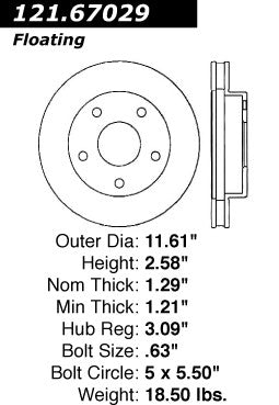 Front Disc Brake Rotor for Dodge Ram 1500 4WD 1999 1998 1997 1996 1995 1994 P-2417905