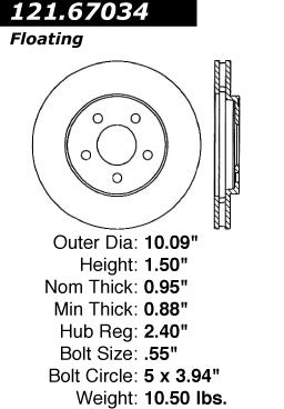 Front Disc Brake Rotor for Chrysler Town & Country FWD 2000 1999 1998 1997 1996 P-2417913