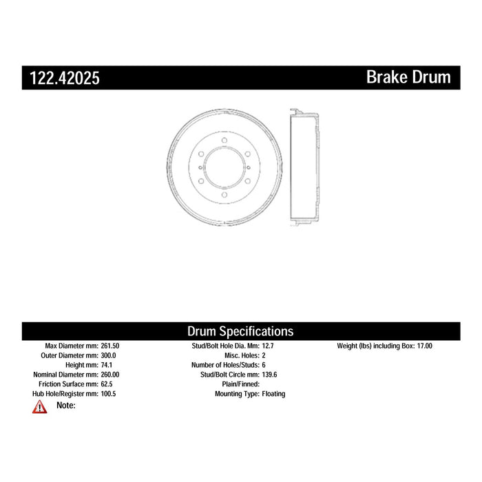 Rear Brake Drum for Nissan NP300 2018 2017 2016 2015 2014 2013 2012 2011 2010 2009 P-2418262