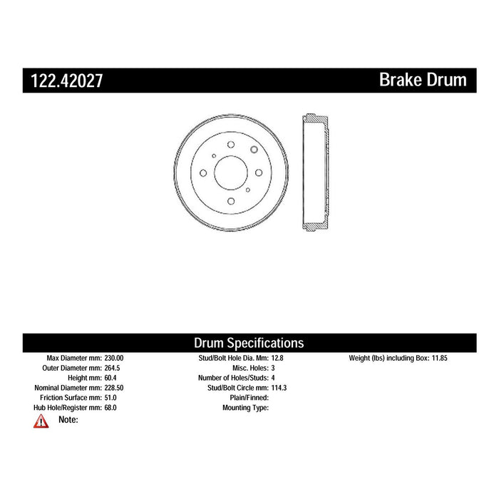 Rear Brake Drum for Nissan Sentra 2.0L L4 2012 2011 2010 2009 2008 2007 P-2418271