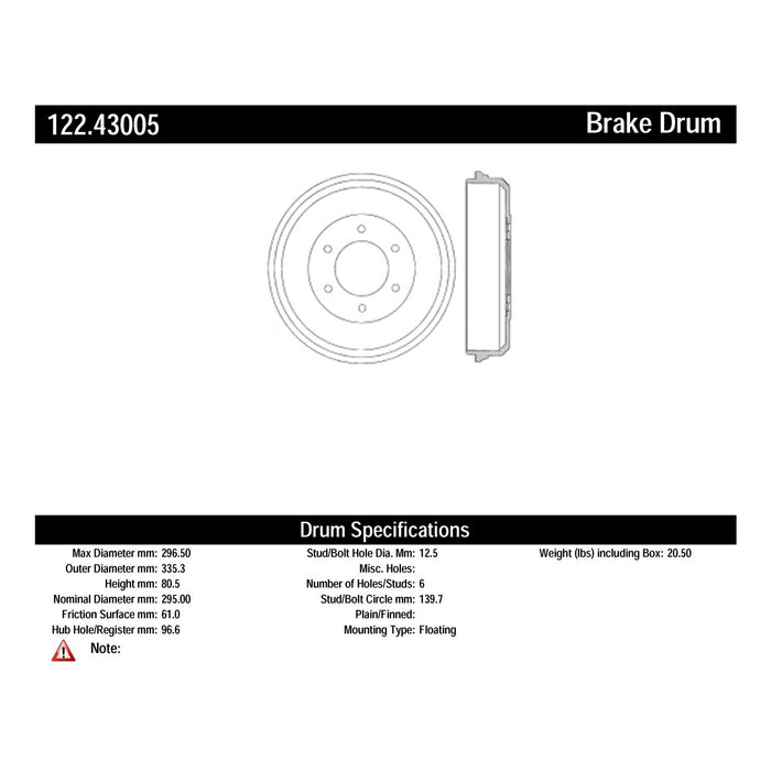 Rear Brake Drum for Isuzu Rodeo RWD 1999 1998 P-2418286