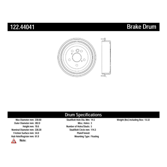 Rear Brake Drum for Toyota Camry 2.4L L4 2006 2005 2004 2003 2002 P-2418309