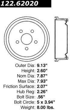 Rear Brake Drum for Pontiac Grand Am 1998 1997 1996 1995 1994 1993 1992 1991 1990 1989 1988 1987 1986 1985 P-2418518