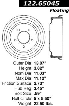 Rear Brake Drum for Ford E-150 Club Wagon 2003 P-2418635