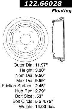 Rear Brake Drum for Chevrolet LLV 1995 1994 1993 1992 1991 1990 1989 1988 1987 P-2418742