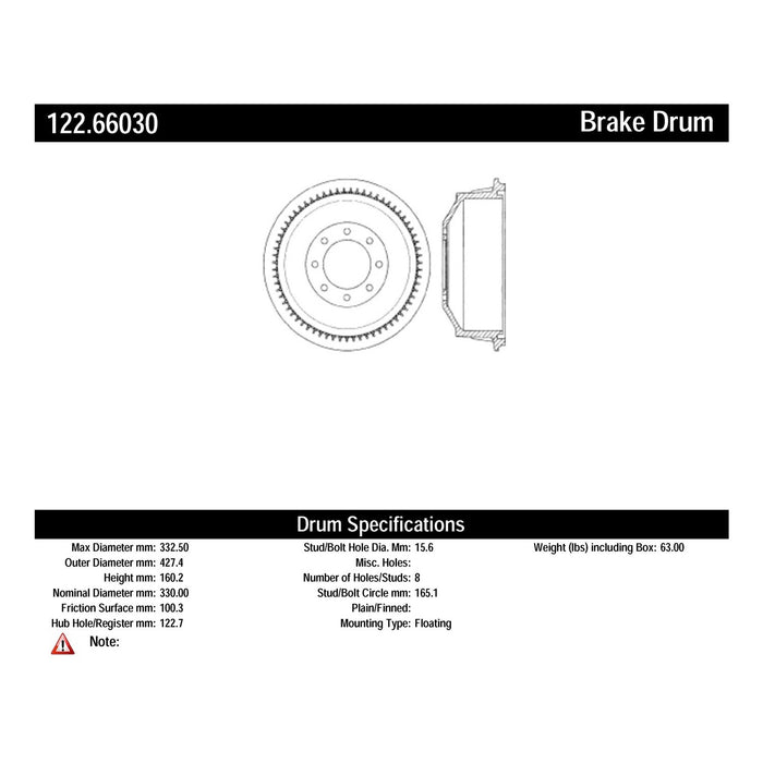 Rear Brake Drum for GMC P3500 1999 1998 1997 1996 1995 1994 1993 1992 1991 1990 P-2418779