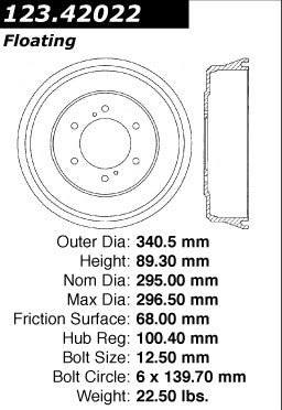 Rear Brake Drum for Nissan Xterra 2004 2003 2002 2001 2000 P-2418931