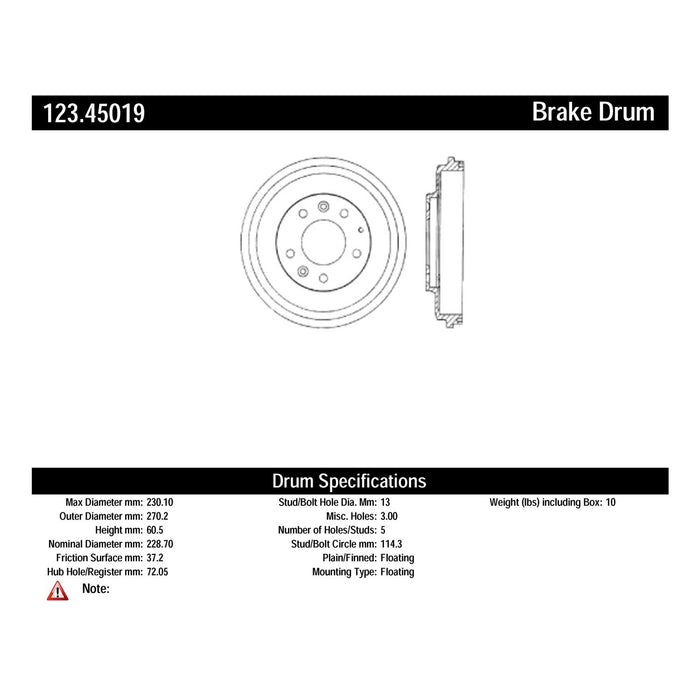 Rear Brake Drum for Mazda MX-6 1997 1996 1995 1994 1993 P-2419060