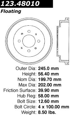 Rear Brake Drum for Suzuki Esteem 2002 2001 2000 1999 1998 1997 1996 1995 P-2419121